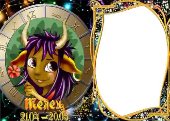 PhotoEffect da categoria Signos do Zodíaco № 1304. Texto na moldura: Bezerro