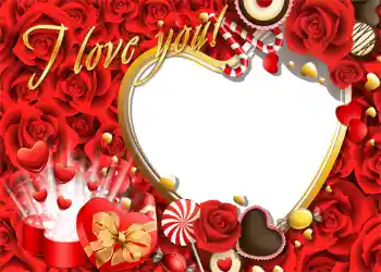 Texto na moldura: I love you! Texto na moldura: I love you!