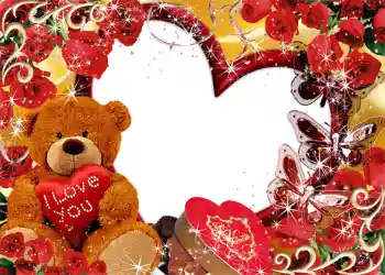 Texto na moldura: I love you! Texto na moldura: I love you!