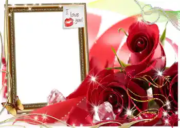 Texto na moldura: I love you! Texto na moldura: I love you!