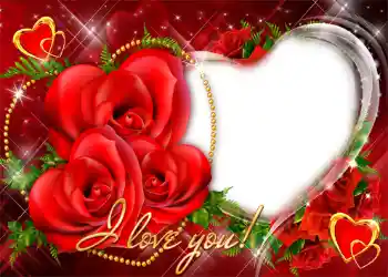 Texto na moldura: I love you! Texto na moldura: I love you!