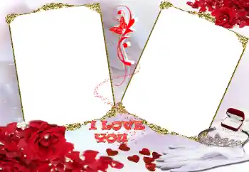 Texto na moldura: I love you Texto na moldura: I love you