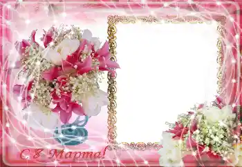 Texto na moldura: Feliz 8 de Março