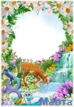 Texto na moldura: 8 de março