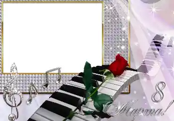 Texto na moldura: 8 de março