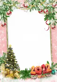 PhotoEffect da categoria Postais de Ano Novo № 3306. Texto na moldura: Happy New Year!